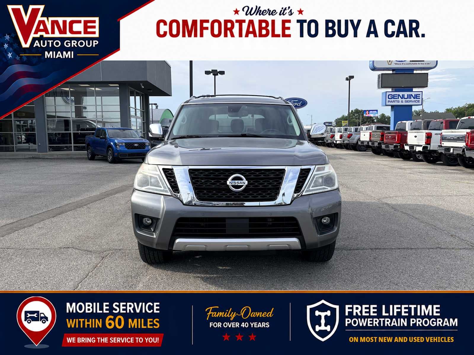 Used 2017 Nissan Armada Platinum with VIN JN8AY2NC4H9512481 for sale in Miami, OK